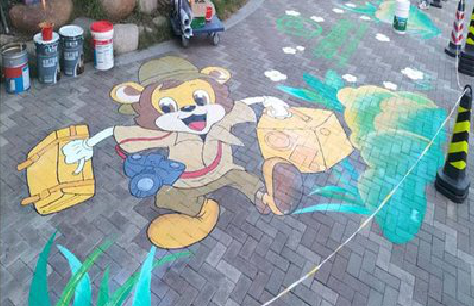 环江夏季画地面彩绘会遇到的问题