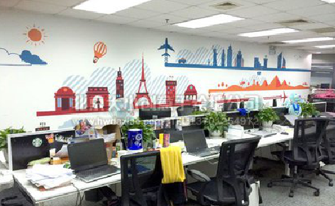 环江教你设计办公室墙绘的方法。